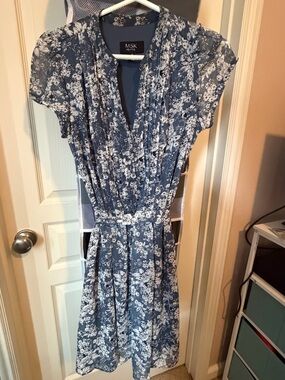 MSK Navy Blue & White Floral Midi Dress- NEW